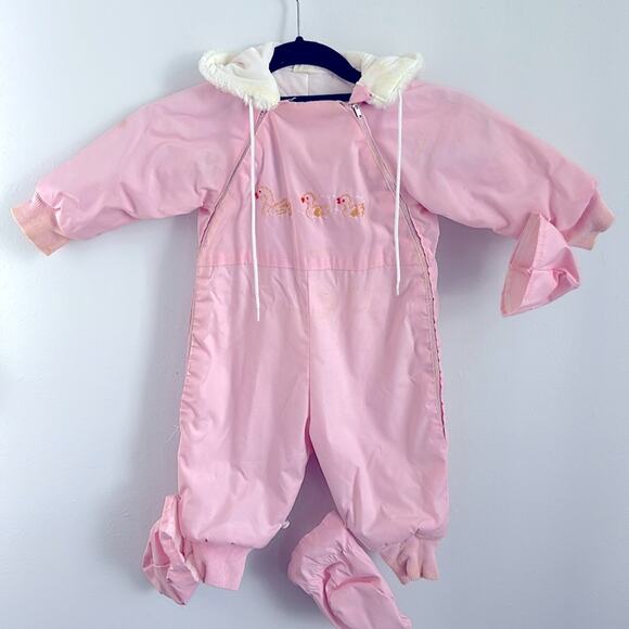 Vintage 50's quilted insulated duck embroidered cold weather hooded snow suit - Picture 1 of 10
